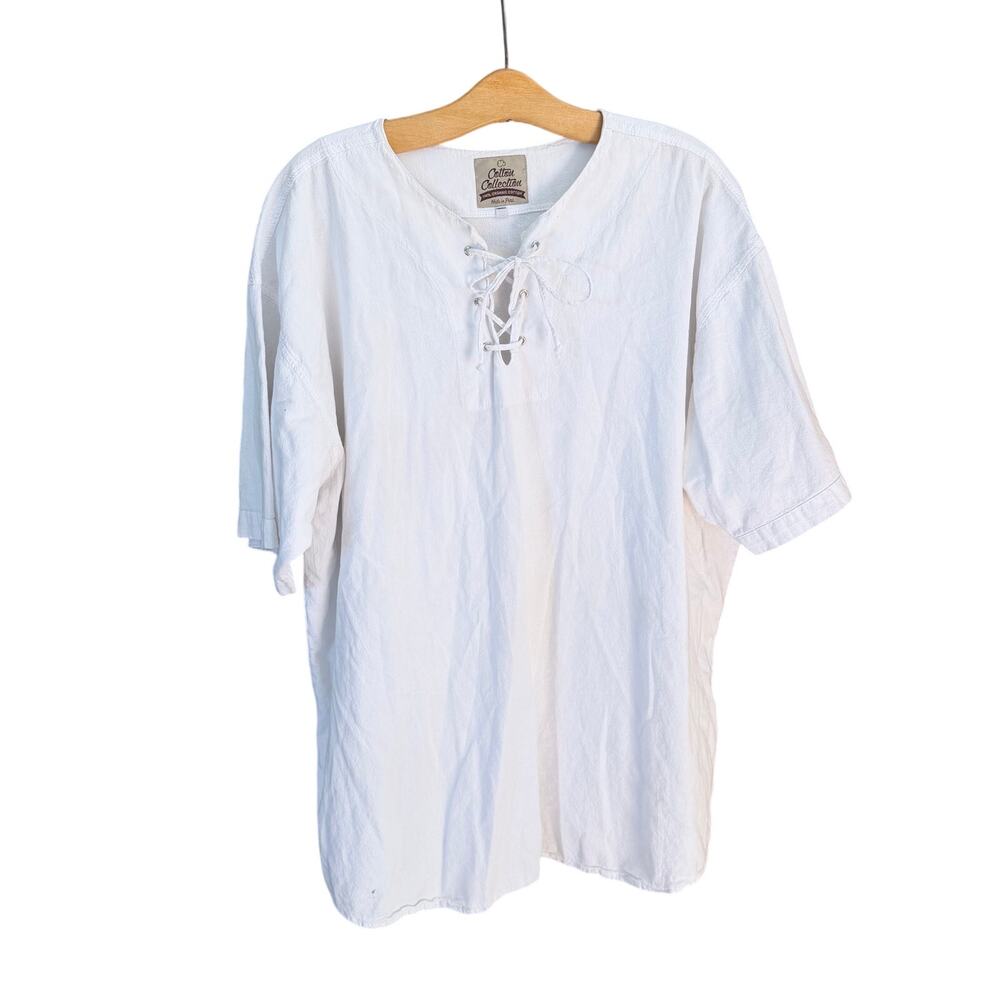 Cotton collection made in Peru 100% organic cotton lace front tunic shirt XXXL